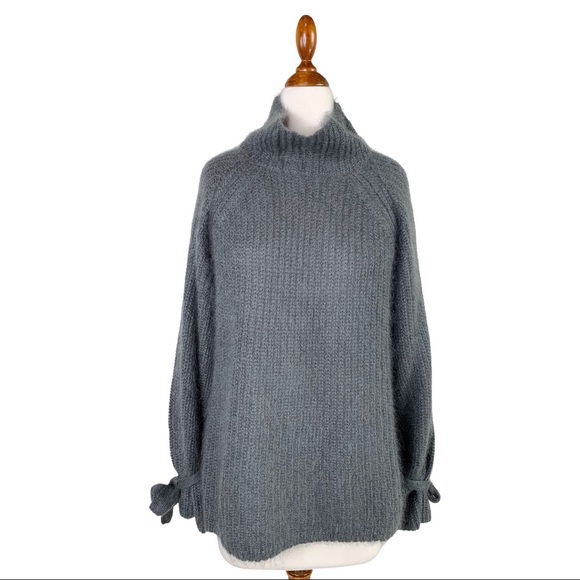Naadam Sweaters - Naadam Charcoal Grey Oversized Turtleneck Sweater